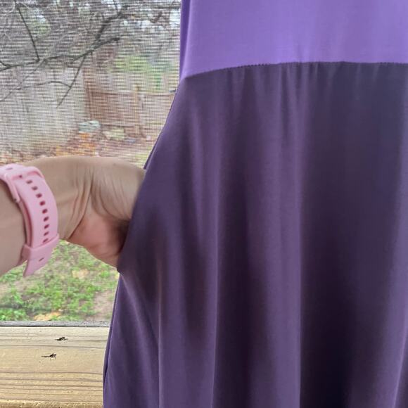 Pact Women's Purple Colorblock Organic Cotton Midi Dress Size XS. NEW - Picture 5 of 10